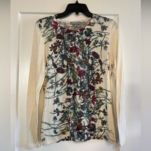 Neiman Marcus Floral Cashmere, Silk, and Wool blend Sweater